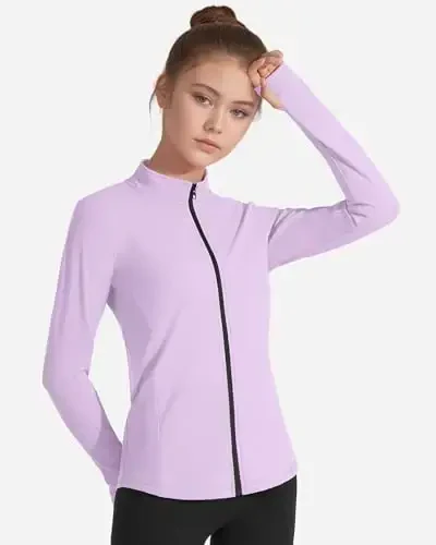 JOCMIC Girls Zip Up Jacket Horse Riding Shirts Kids Athletic Yoga Jackets Fall Winter Coats - JOCMIC (1)