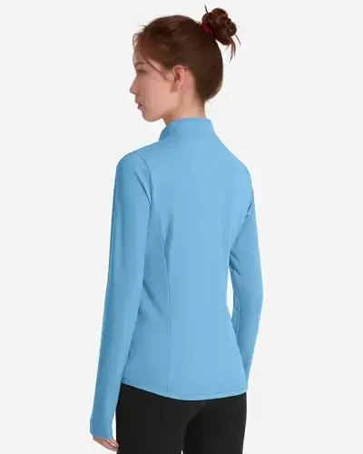 JOCMIC Girls Zip Up Jacket Horse Riding Shirts Kids Athletic Yoga Jackets Fall Winter Coats - 3