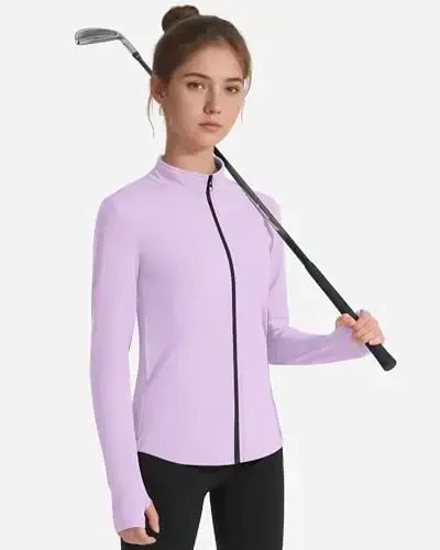 JOCMIC Girls Zip Up Jacket Horse Riding Shirts Kids Athletic Yoga Jackets Fall Winter Coats - 4