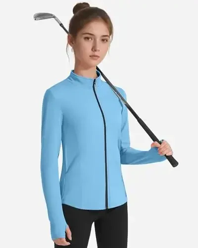 JOCMIC Girls Zip Up Jacket Horse Riding Shirts Kids Athletic Yoga Jackets Fall Winter Coats - 4