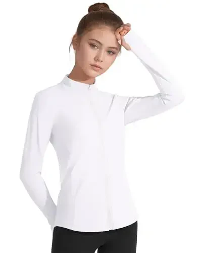 JOCMIC Qizlar Zip Up Kurtka Ot Sport Kiyimlar Bolalar Atletika Yoga Kurtkalari Kuz Qish Palto - JOCMIC (1)