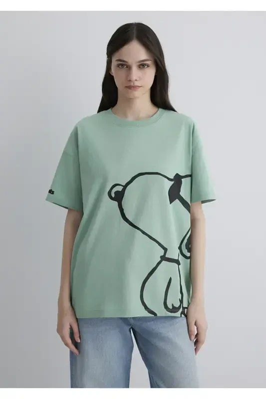 Joe Cool Baskılı Yeşil Tişört Loose Fit / Bol Rahat Kesim 1613362-71479 - 4