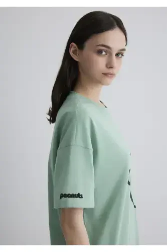 Joe Cool Baskılı Yeşil Tişört Loose Fit / Bol Rahat Kesim 1613362-71479 - 7