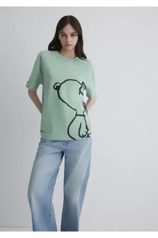 Joe Cool Printed Green T-Shirt Loose Fit / Relaxed Fit - 1