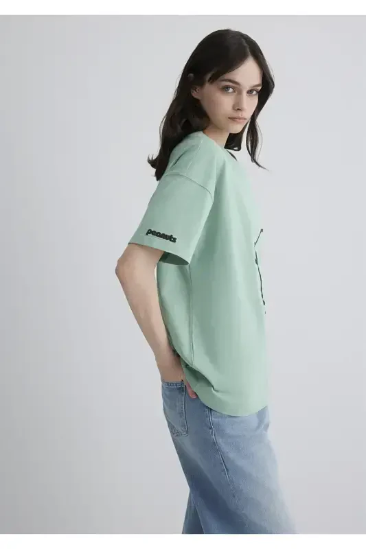 Joe Cool Printed Green T-Shirt Loose Fit / Relaxed Fit - 3