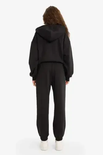 Jogger Elastic Waistband Leg Long Length Thick Sweatpants-Black - 6