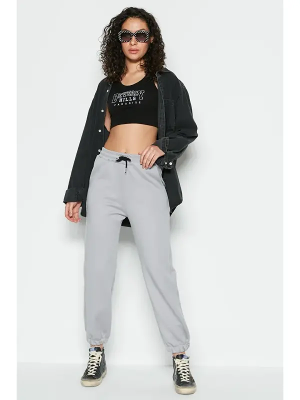 Jogger Elastic Waistband Sports Sweatpants 806 Grey-Gray - LC WAIKIKI
