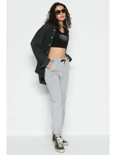 Jogger Elastic Waistband Sports Sweatpants 806 Grey-Gray - 3
