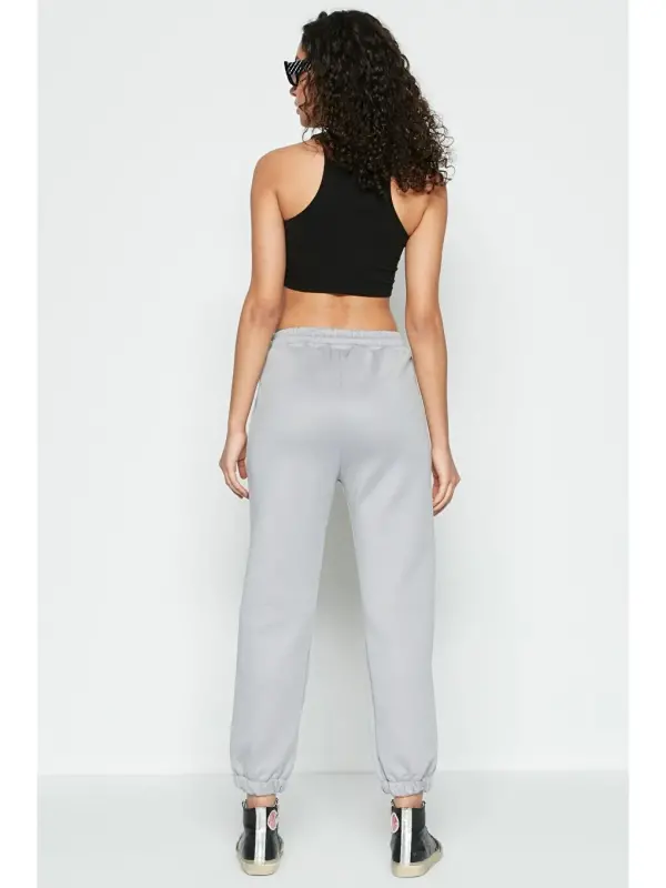 Jogger Elastic Waistband Sports Sweatpants 806 Grey-Gray - 5