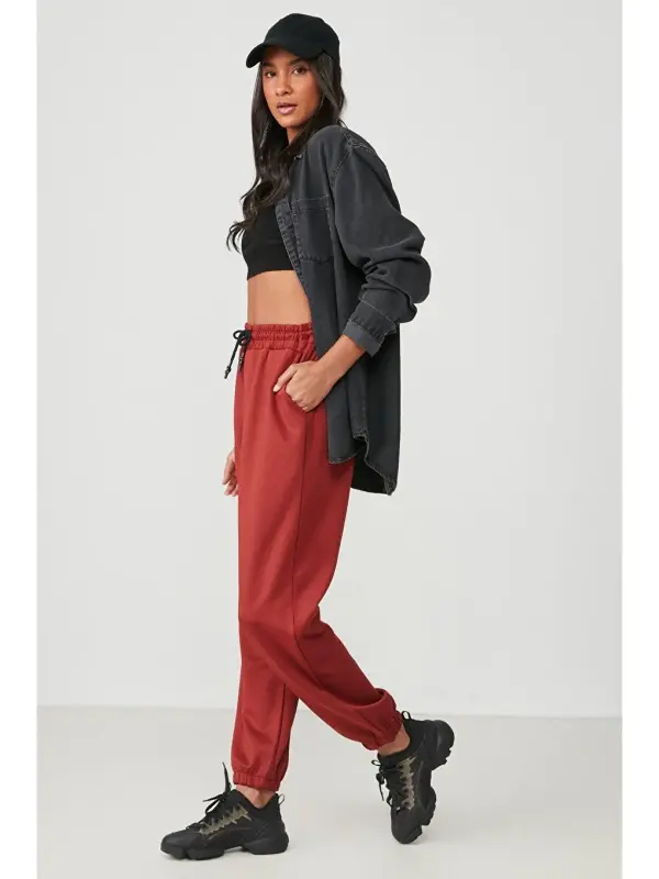 Jogger Elastic Waistband Sports Sweatpants 806 Tile-Brown - 3