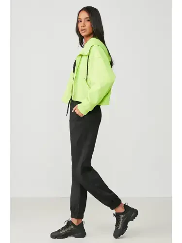 Jogger Elastic Waistband Sports Tracksuit Bottoms 806 Black-Black - 3