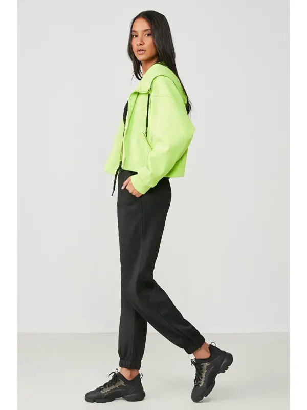 Jogger Elastic Waistband Sports Tracksuit Bottoms 806 Black-Black - 3