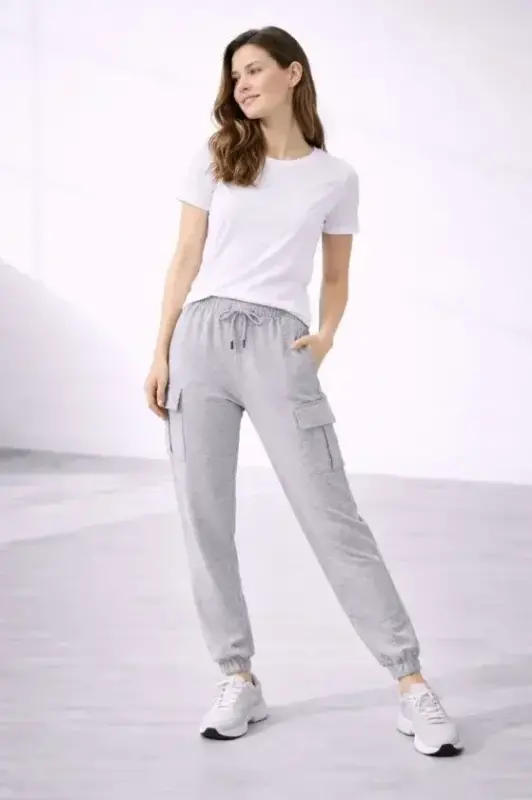 Jogger Eşofman Altı Rahat Kalıp, Kargo Cepli, Lastikli Paça, Günlük Spor Pantolon - Gri - BÜYÜKBEDENIZ