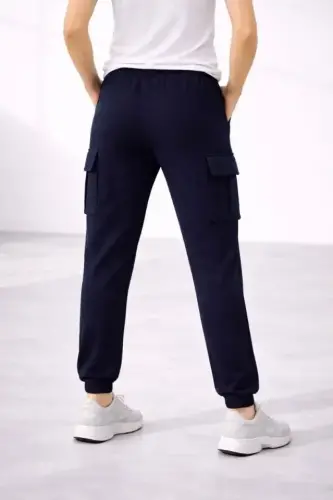 Jogger Eşofman Altı Rahat Kalıp, Kargo Cepli, Lastikli Paça, Günlük Spor Pantolon - Lacivert - 3