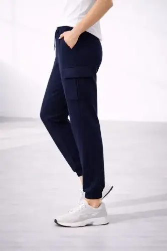 Jogger Eşofman Altı Rahat Kalıp, Kargo Cepli, Lastikli Paça, Günlük Spor Pantolon - Lacivert - BÜYÜKBEDENIZ (1)