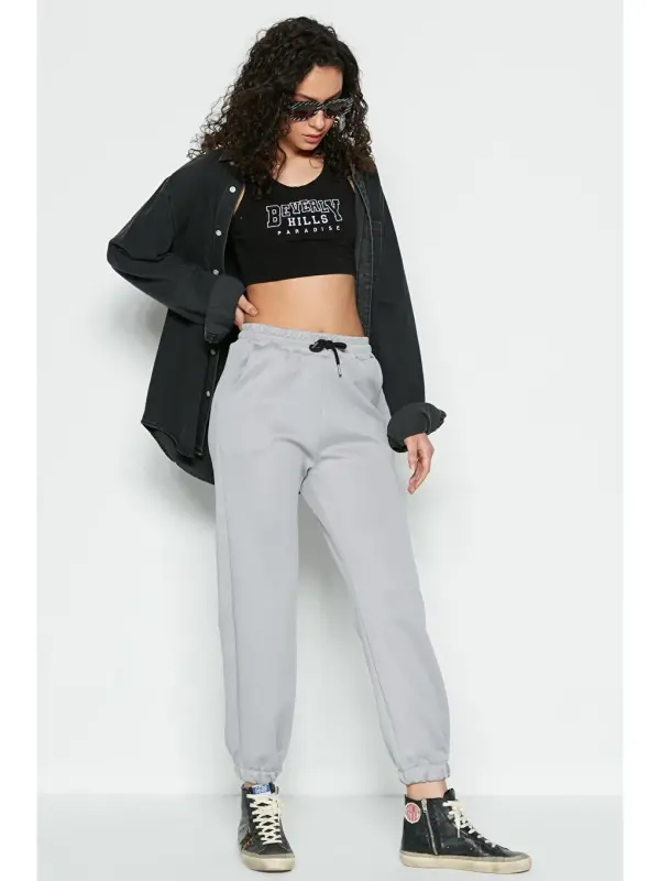 Jogger Lastikli Spor Eşofman Altı 806 Gri-Gri - 2