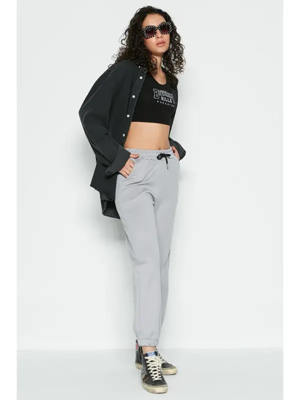 Jogger Lastikli Spor Eşofman Altı 806 Gri-Gri - 3