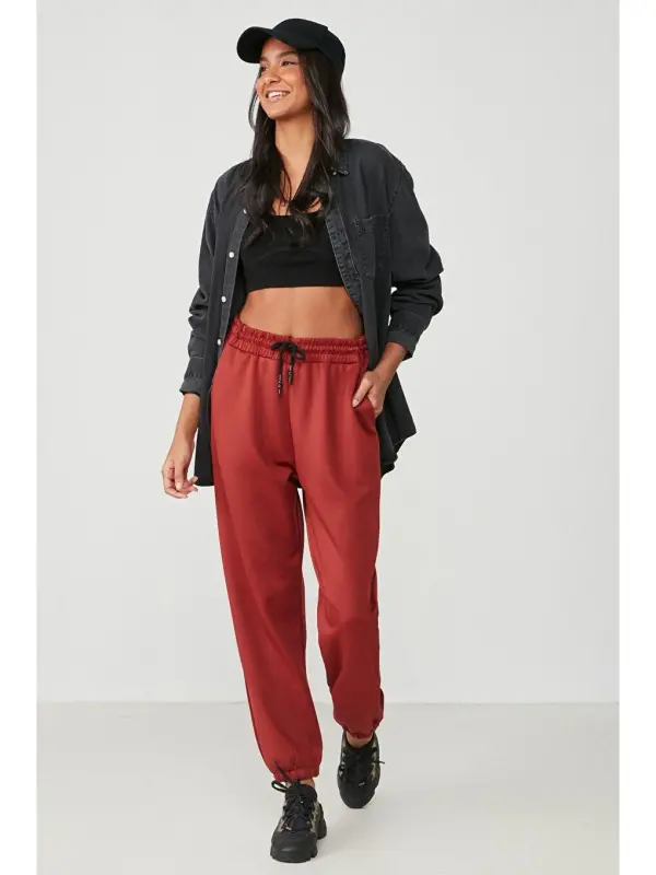 Kahverengi Jogger Lastikli Spor Eşofman Altı 806 Kiremit-Kahverengi - 1