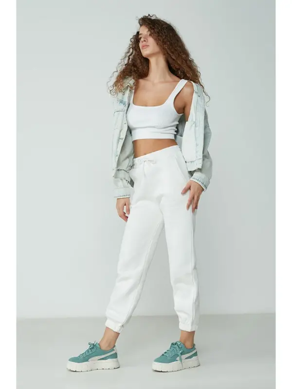 Jogger Sweatpants 906 Ecru-Ecru - 3