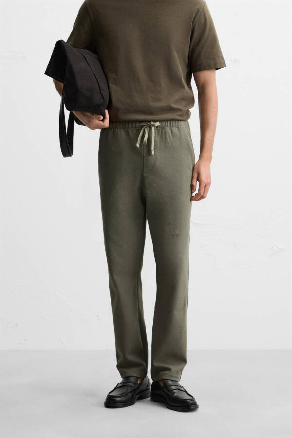 JOGGER WAISTBAND COMFORT FIT PANTS-Dark khaki - 2