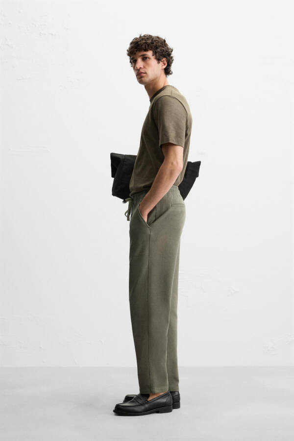 JOGGER WAISTBAND COMFORT FIT PANTS-Dark khaki - 4