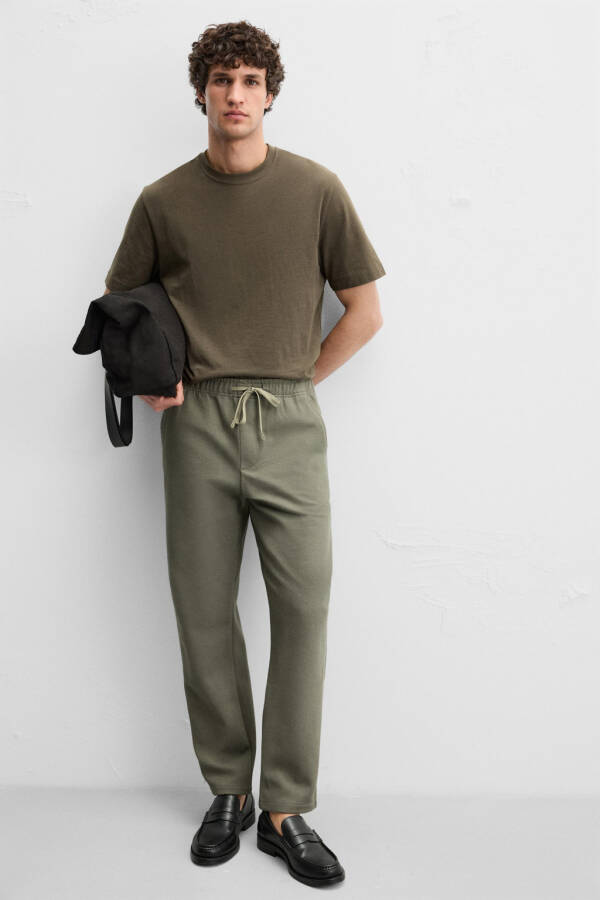 JOGGER WAISTBAND COMFORT FIT PANTS-Dark khaki - 5