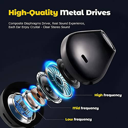 Jogteg Earbuds Headphones with Microphone Pack of 5, Noise Isolating Wired Earbuds, Earphones with Powerful Heavy Bass Stereo, Compatible with Android, Phone, Laptops, MP3 and Most 3.5mm Interface - 3