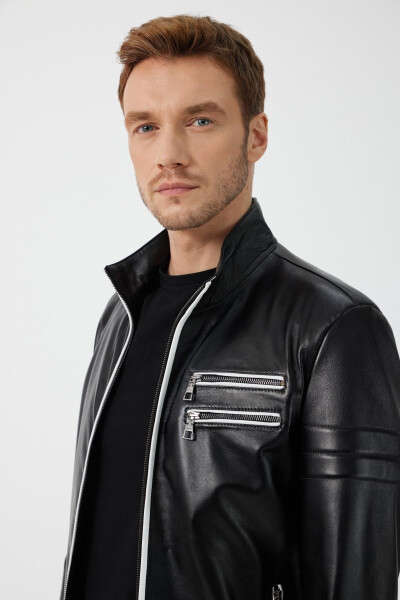 Johan Black Leather Jacket - 5