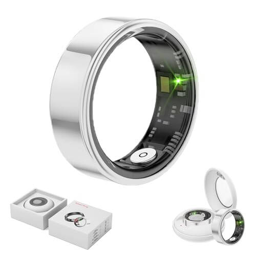 Jojovenusmall Smart Ring Health Tracker, Smart Ring for Men, Health Rings for Women & Men, Long Lasting Batteries Sleep Ring (Silver, 10#) - 1