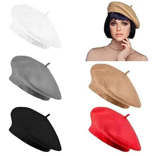 Jolbndcv 6PCS Beret, French Beanie, Outdoor, Winter, Fashion Lady Hat - 1