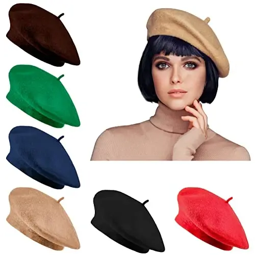 Jolbndcv 6PCS Beret, French Beanie, Outdoor, Winter, Fashion Lady Hat - 2
