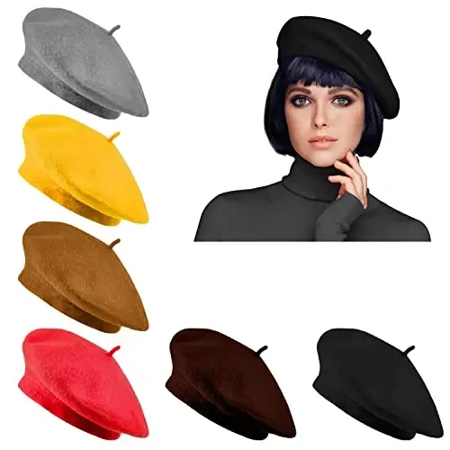 Jolbndcv 6PCS Beret, French Beanie, Outdoor, Winter, Fashion Lady Hat - 1