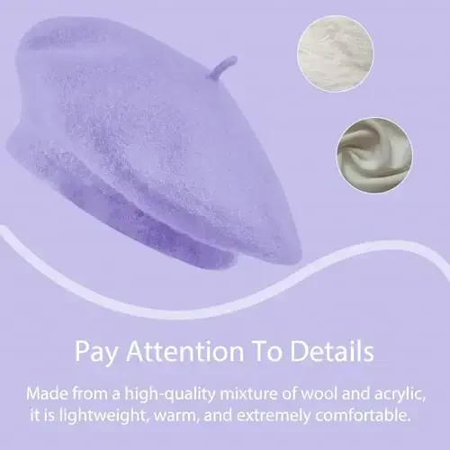 Jolbndcv 6PCS Beret, French Beanie, Outdoor, Winter, Fashion Lady Hat - 3