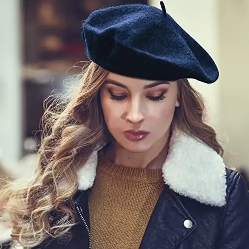 Jolbndcv 6PCS Beret, French Beanie, Outdoor, Winter, Fashion Lady Hat - 4