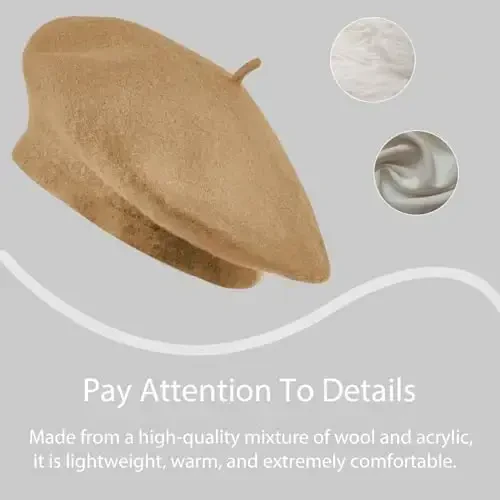 Jolbndcv 6PCS Beret, French Beanie, Outdoor, Winter, Fashion Lady Hat - 3