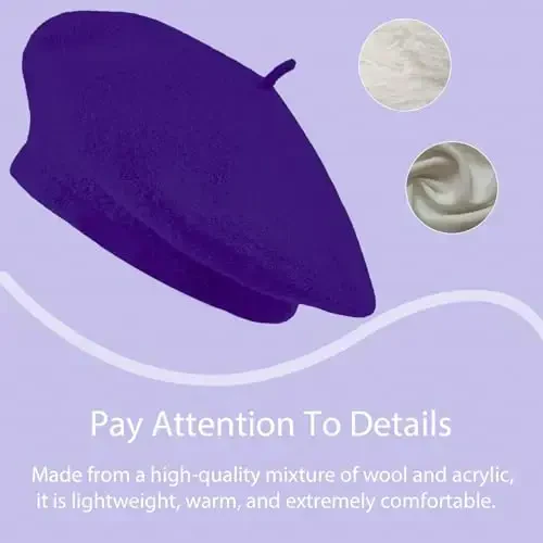 Jolbndcv 6PCS Beret, Fransuzcha Beanie, Tashqi makon, Qish, Moda ayollar shlyapasi - 3