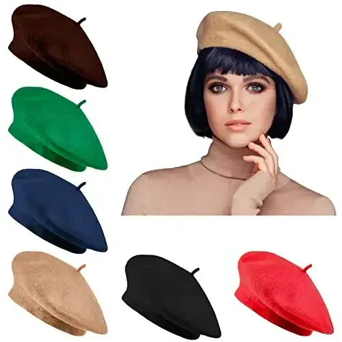 Jolbndcv 6PCS Beret, French Beanie, Outdoor, Winter, Fashion Lady Hat - JOLBNDCV (1)