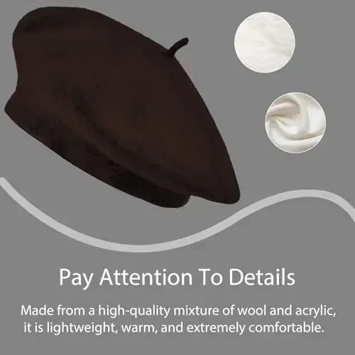 Jolbndcv 6PCS Beret, French Beanie, Outdoor, Winter, Fashion Lady Hat - 3