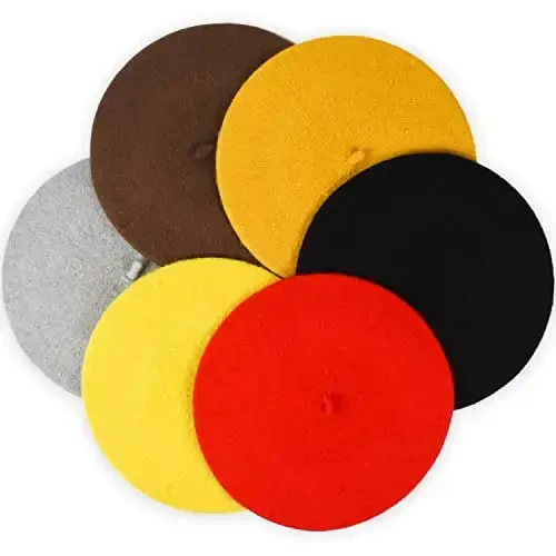 Jolbndcv 6PCS Beret, French Beanie, Outdoor, Winter, Fashion Lady Hat - 6