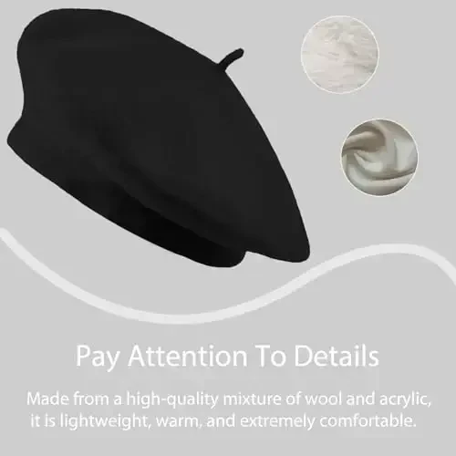 Jolbndcv 6PCS Beret, French Beanie, Outdoor, Winter, Fashion Lady Hat - 3