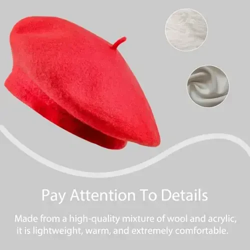 Jolbndcv 6PCS Beret, French Beanie, Outdoor, Winter, Fashion Lady Hat - 3