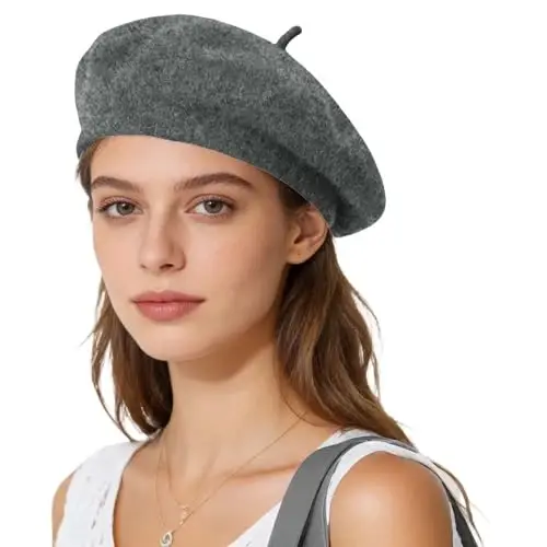 Jolbndcv 6PCS Beret, French Beanie, Outdoor, Winter, Fashion Lady Hat | One Size Fits Most,Solid Color,Stretchable,for All Season - 1