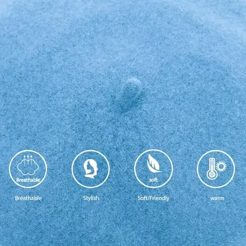 Jolbndcv 6PCS Beret, French Beanie, Outdoor, Winter, Fashion Lady Hat | One Size Fits Most,Solid Color,Stretchable,for All Season - 4