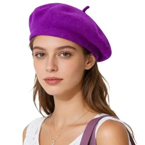Jolbndcv 6PCS Beret, French Beanie, Outdoor, Winter, Fashion Lady Hat | One Size Fits Most,Solid Color,Stretchable,for All Season - Jolbndcv
