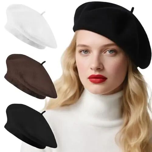 Jolbndcv 6PCS Beret, French Beanie, Outdoor, Winter, Fashion Lady Hat | One Size Fits Most,Solid Color,Stretchable,for All Season - Jolbndcv