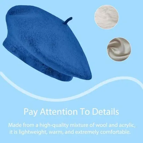 Jolbndcv 6PCS Beret, French Beanie, Outdoor, Winter, Fashion Lady Hat | One Size Fits Most,Solid Color,Stretchable,for All Season - 3