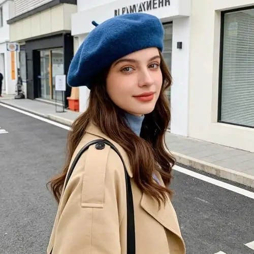 Jolbndcv 6PCS Beret, French Beanie, Outdoor, Winter, Fashion Lady Hat | One Size Fits Most,Solid Color,Stretchable,for All Season - 5