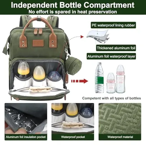 JOLLITO Diaper Bag Backpack with Changing Station Large Capacity Multifunction Baby Bags for Boy Girl Travel For Moms Dads Baby Registry Search Essentials Shower Gifts - 6