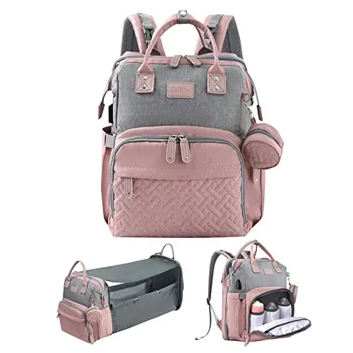 JOLLITO Chaqaloq Diaper Bag Backpack, O'zgartirish Stansiyasi bilan, Katta Sig'im, Aravachalar uchun Qayishlar va USB Zaryadlash Porti, Chaqaloq Ro'yxatidan Qidirish O'g'il va Qizlar uchun - 1