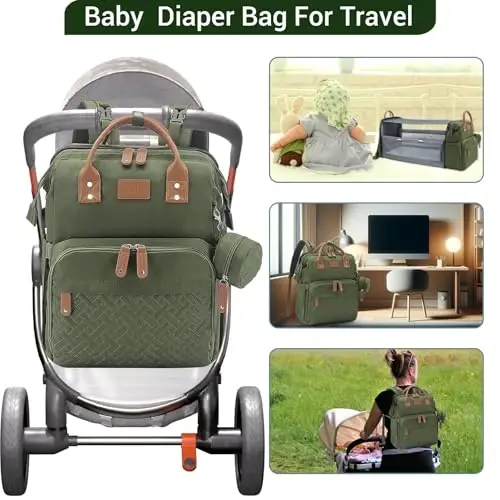 JOLLITO Diaper Bag Backpack with Changing Station Large Capacity Multifunction Baby Bags for Boy Girl Travel For Moms Dads Baby Registry Search Essentials Shower Gifts - 4